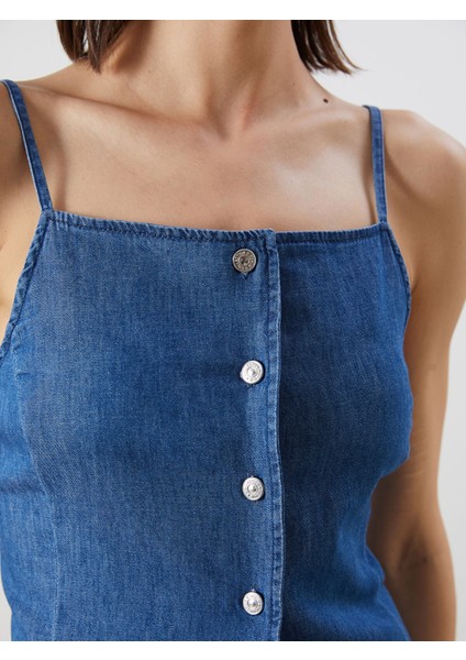 Yeni Sezon Kare Yaka Kadın Jean Yelek modelleri