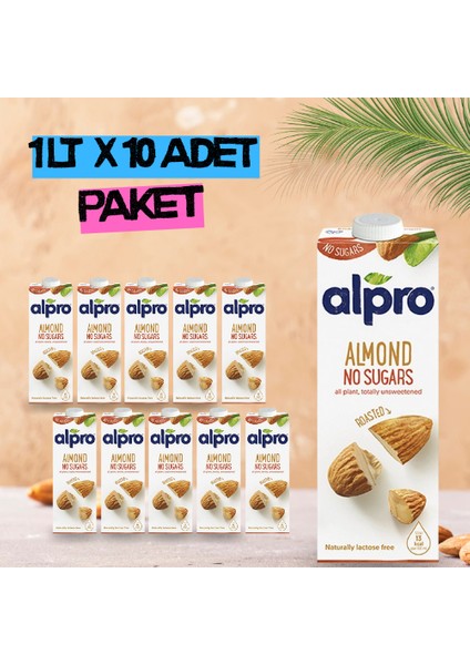 Şekersiz Badem Sütü 1 Lt x 10 Adet