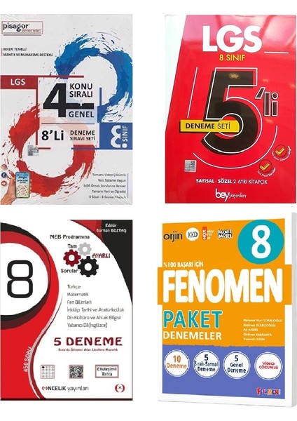Fenomen - Öncelik - Zekaküpü - Bey Yayınları 8. Sınıf Lgs Deneme Setleri