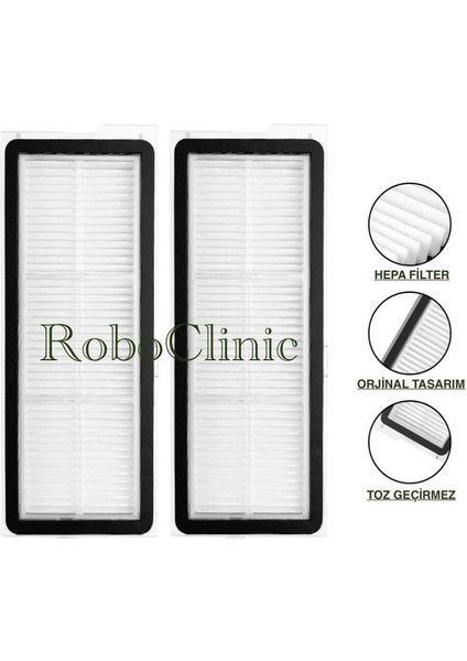 Roborock Qrevo Maxv Robot Süpürge ileUyumlu Yedek Hepa Filtre-2 Parça