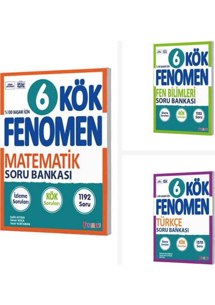 Fenomen 6. Sınıf Matematik + Fen + Türkçe Kök Soru Bankası Seti F