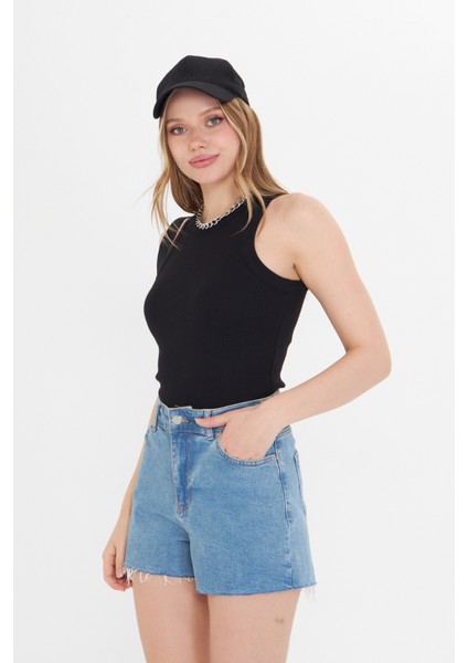 Lacivert Kadın Premium Doku Fitilli Pamuklu Atlet modelleri