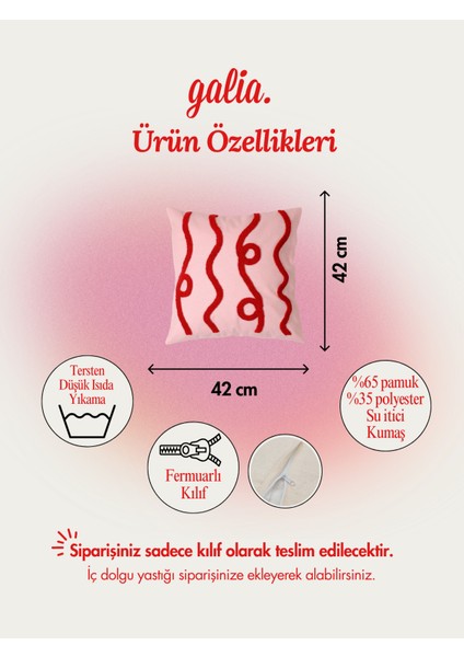 Electric Flow -Soyut Desen Punch Kırlent Kılıfı - Pembe/Kırmızı