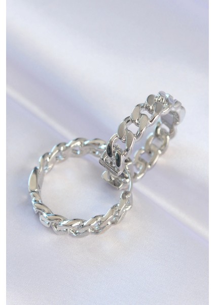 Pirinç Gümüş Renk Zincir Model Halka Küpe - TJ-BKP8971 fiyatları