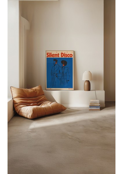 Silent Disco Poster - Doğal Ahşap Çerçeveli Tablo
