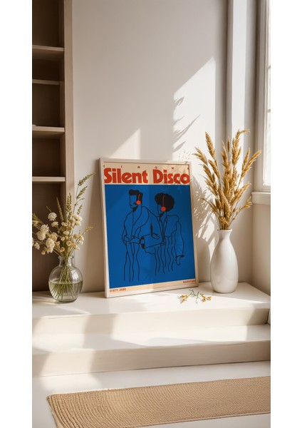 Silent Disco Poster - Doğal Ahşap Çerçeveli Tablo fiyatları