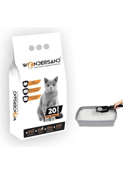 20 Lt Beyaz Bentonit Ince Tane Kokusuz Süper Topaklanan Premium Kedi Kumu fiyatları