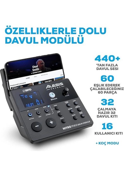 Nitro Max Kit - Elektronik Davul Seti, Dijital Bateri, Sessiz Mesh Pedli, 10 Inç Çift Bölgeli modelleri