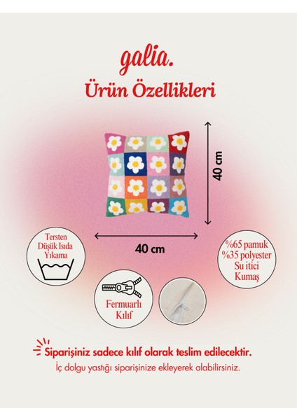 DAISTY PATCH – Renkli Kareli Papatya Desenli Punch Yastık Kılıfı
