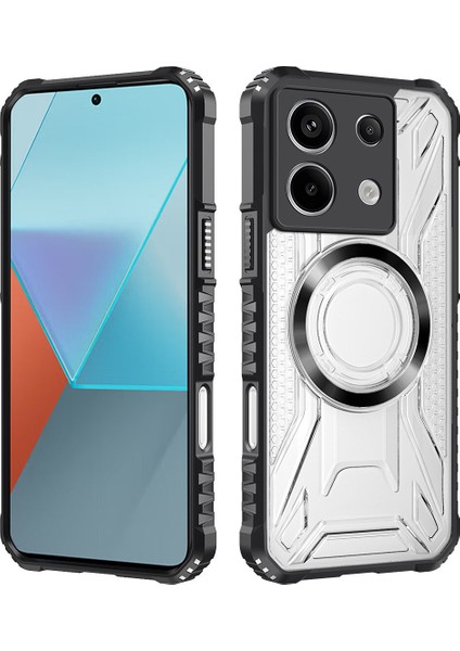 Case For Xiaomi Redmi Note 13 Pro 5g Için Manyetik Halkalı Şeffaf Akrilik Darbeye Dayanıklı Koruyucu Kılıf-Siyah (Yurt Dışından)