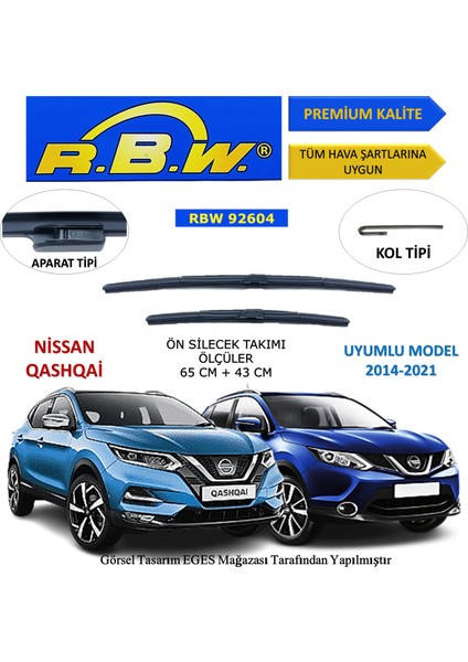 Nissan Qashqai (2014-2021) Ön Silecek Süpürgesi 650MM + 430MM