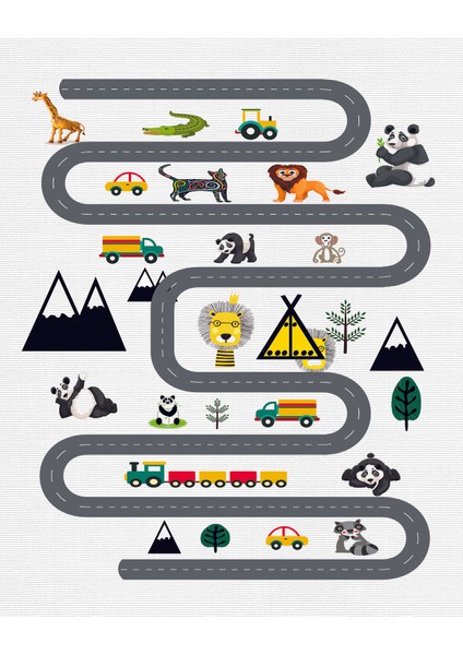 Pamuk Dokuma Taban Kaymaz Yıkanabilir Çocuk Odasına Çocuk Halısı