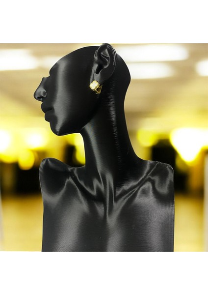 925 Ayar Gümüş Altın Kaplama Sedef Taşlı Şanslı Yonca Van Cleef Küpe