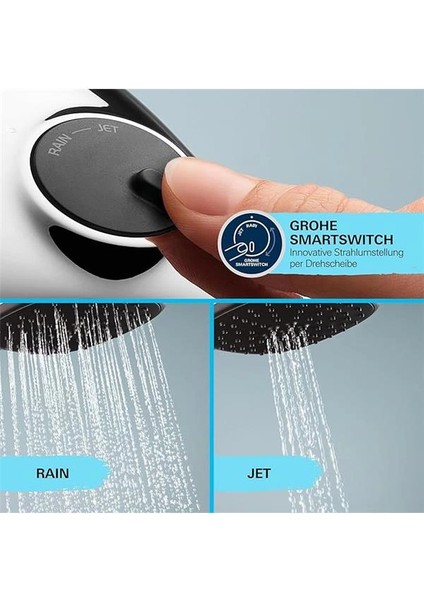 Vitalio Comfort 110 El Duşu, 2 Akışlı (Yağmur & Jet), Smartswitch, 110MM Kare Duş Başlığı