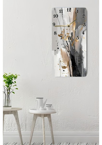 Temperli Cam Tablo Saat – Siyah Bej Soyut Füzyon Deseni (30X60CM) – Uv Baskı– CUSD096 indirimleri