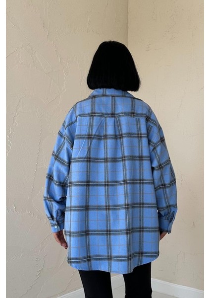 Mavi Ekose Desenli Gömlek modelleri