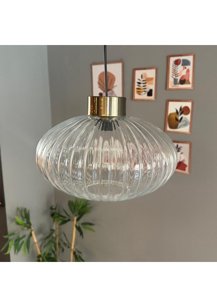 Elegant Şeffaf Cam Tekli Avize Plafonyer Rozans Başlık Sarkıt Lamba Restoran Salon Aydınlatma modelleri