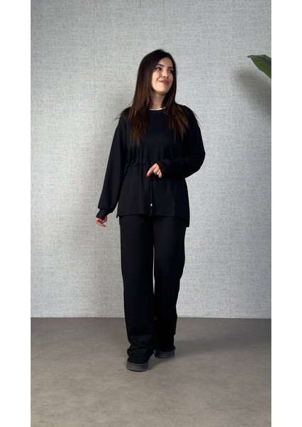 Kadın Uzun Kollu Yaka ve Büzgü Detay Tunik ve Pantolon Ikili Takım modelleri