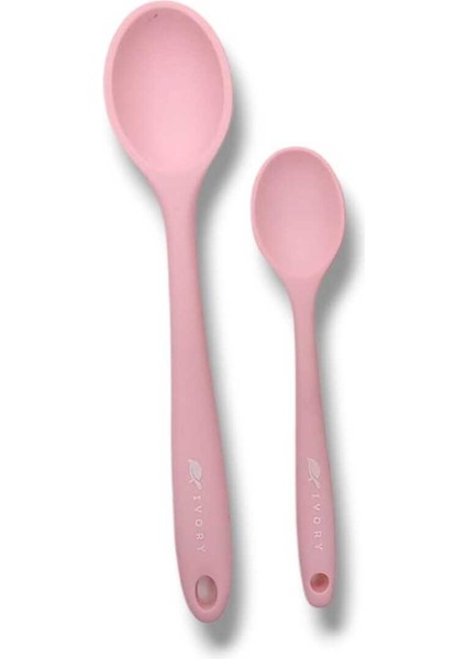 2'li Silikon Kaşık Seti (20 - 27,5 Cm) Pembe