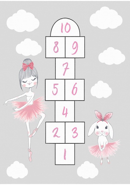 Pamuk Dokuma Taban Kaymaz Yıkanabilir Çocuk Odasına Çocuk Halısı