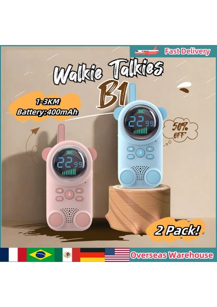 Walkie-Talkie 3 Km Menzilli Kablosuz Ekranlı Şarjlı 2 Li Çocuk Telsizi 400MAH Batarya fiyatları