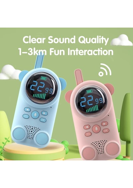 Walkie-Talkie 3 Km Menzilli Kablosuz Ekranlı Şarjlı 2 Li Çocuk Telsizi 400MAH Batarya indirimleri