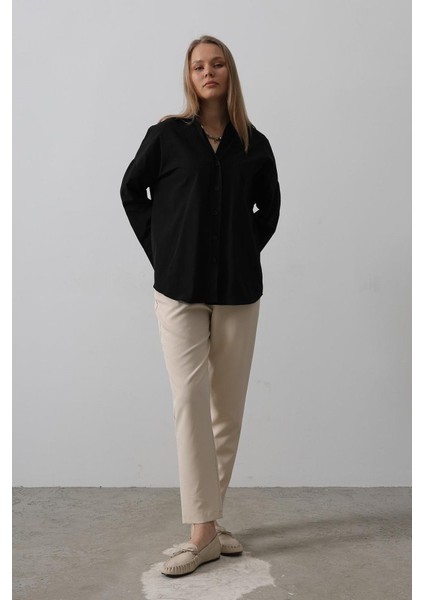 Geniş Manşet Detaylı Gömlek - Siyah fiyatları