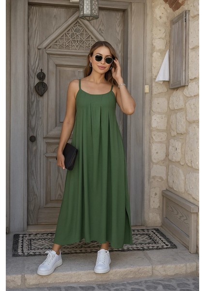 Kadın Ip Askılı V Yakalı Asimetrik Detaylı Aerobin Elbise