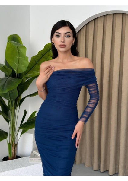 Polack Tek Omuz Tül Elbise