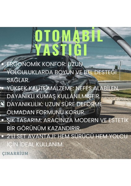 Mercedes G W463 2008-2018 Oto Koltuk Beyaz Şerit Boyun Yastığı 2 Adet