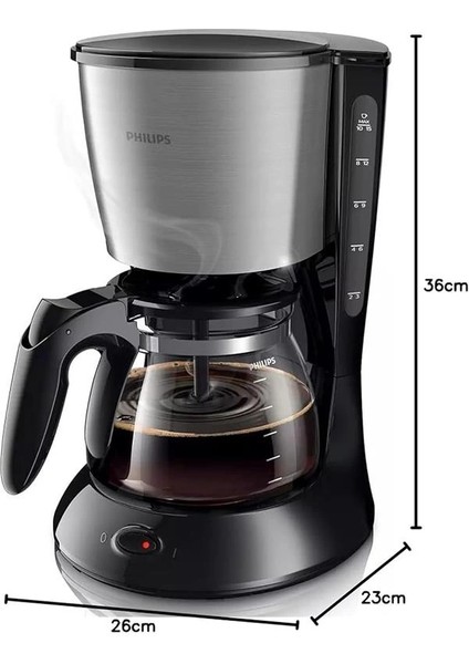 HD7462/20 Kahve Makinesi, Cam Sürahi, 1.2l Kapasite, Makinede Yıkanabilir, 1000 W, Siyah