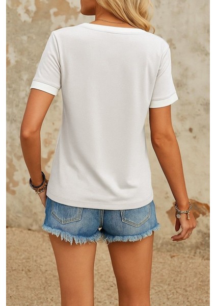 Kadın Kısa Kollu V Yakalı Viskon Bluz fiyatları