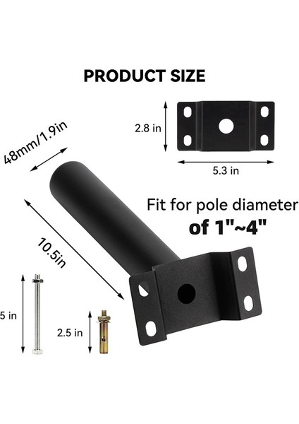 Dış Işık Fikstürleri Için 1 Adet Montaj Braketleri Uzatma Kolu Güneş Sokak Lambaları Için 9 5 Inç Işık Fikstürü Braket Direği (Yurt Dışından) indirimleri