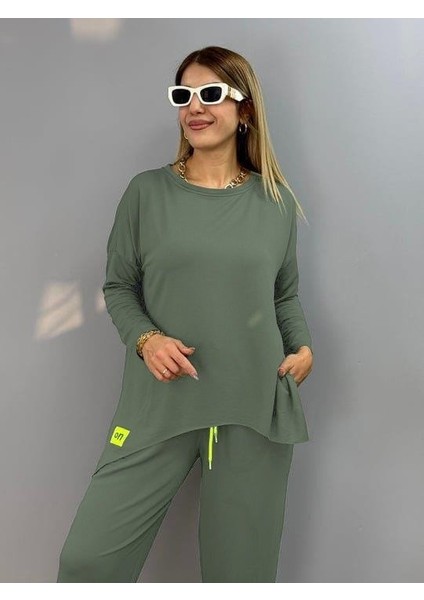 Kadın Iki Iplik Viskon Pamuk Kumaş Arma Detaylı Ikili Takım fiyatları
