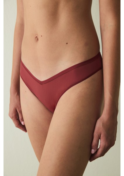 Bordo Essentials V Kesim Düşük Bel Brazilian Külot