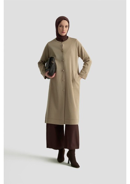 Trend Düğmeli Triko Kap 25KTD4122 Bej