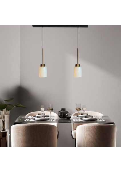 Tiny Beyaz Cam Ikili Avize Ince Eskitme Başlık Retro Sarkıt Lamba Restoran Salon Aydınlatma