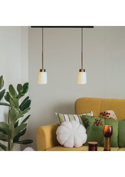 Tiny Beyaz Cam Ikili Avize Ince Eskitme Başlık Retro Sarkıt Lamba Restoran Salon Aydınlatma modelleri