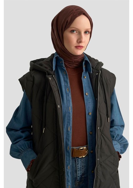 Kapüşonlu Kapitone Yelek 25KD1401 Siyah modelleri