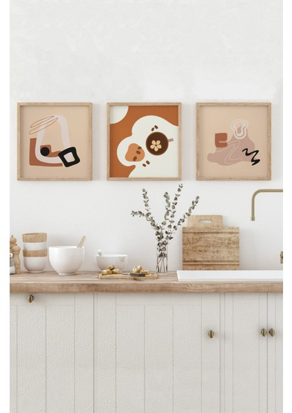 🏷️ 🍮 Kahve & Tatlı Temalı 3’lü Tablo Seti | Modern Stil | Uv Baskı – Mdf – Ahşap Çerçeve KR4047 23 x 23