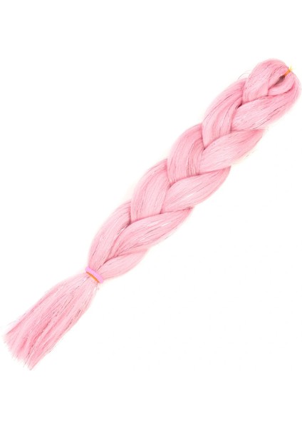 Simli Şeker Pembesi Örgülük Saç 100 Gr.