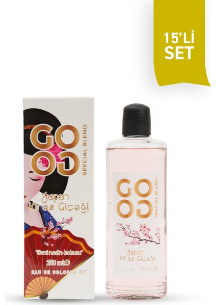 Gogo Japon Kiraz Çiçeği Kolonya 250ML Cam Şişe - 15 Adet