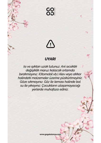 Gogo Japon Kiraz Çiçeği Kolonya 250ML Cam Şişe - 15 Adet