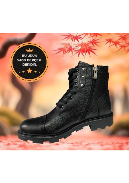 AR-116.01 Siyah Fermuarlı Kaymaz Yüksek Kalite Kışlık Bot