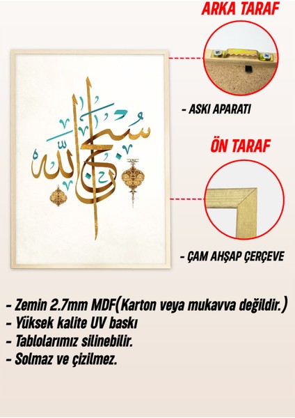 🖼️ “allah - Sübhanallah - Ikra” Yazılı 3'lü Çerçeveli Tablo Seti 🖼️ CRV1084 23 x 32