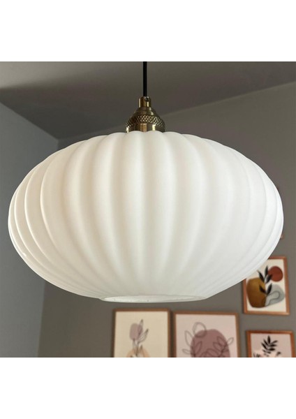 Elegant Cam Beyaz Avize Eskitme Lale Başlık Sarkıt Lamba Restoran Salon Aydınlatma modelleri