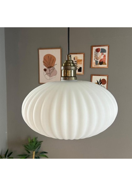 Elegant Cam Beyaz Avize Eskitme Lale Başlık Sarkıt Lamba Restoran Salon Aydınlatma fırsatları