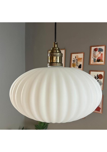 Elegant Cam Beyaz Avize Eskitme Lale Başlık Sarkıt Lamba Restoran Salon Aydınlatma indirimleri