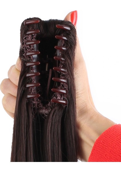 Tokalı Dalgalı At Kuyruğu - Koyu Kahve indirimleri