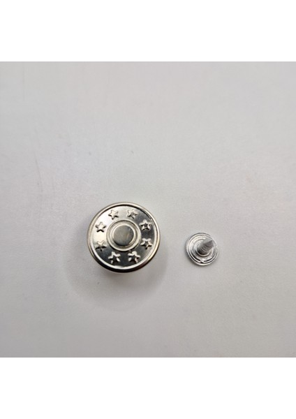 17MM 8 Yıldız Free Nikel- Gümüş ( Gri Renk) Jeans Sabit Kot Düğmesi (10 Adet -Takım)
